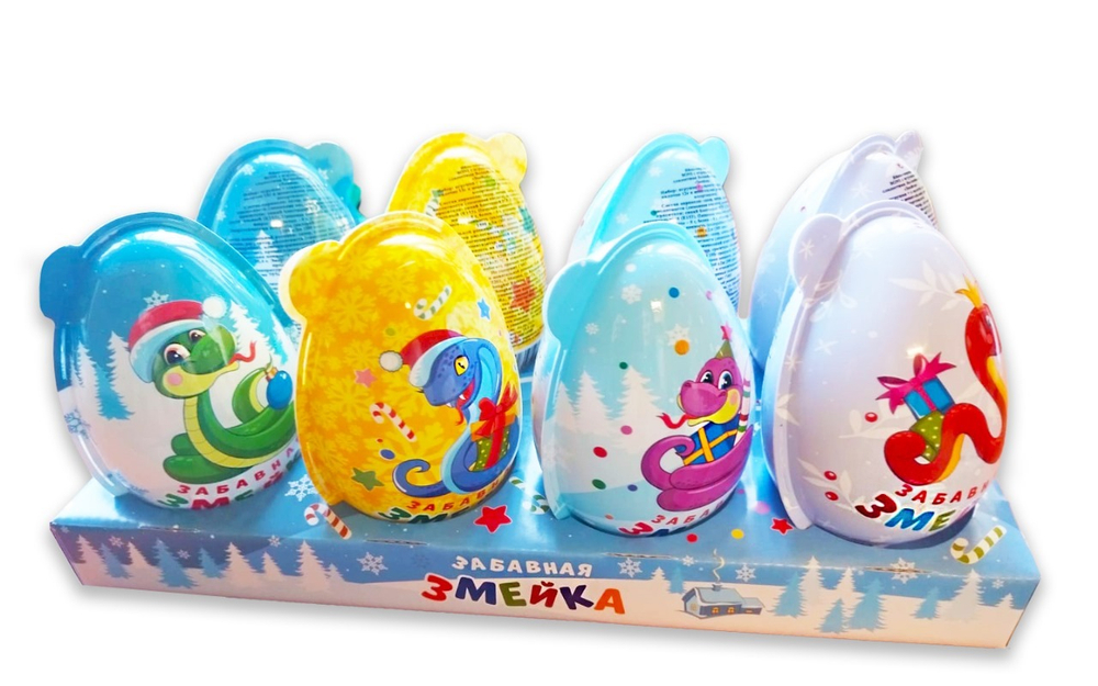 Змейка маленькое пласт.яйцо с карамелью+жев.рез. 6*8шт 15,5 г