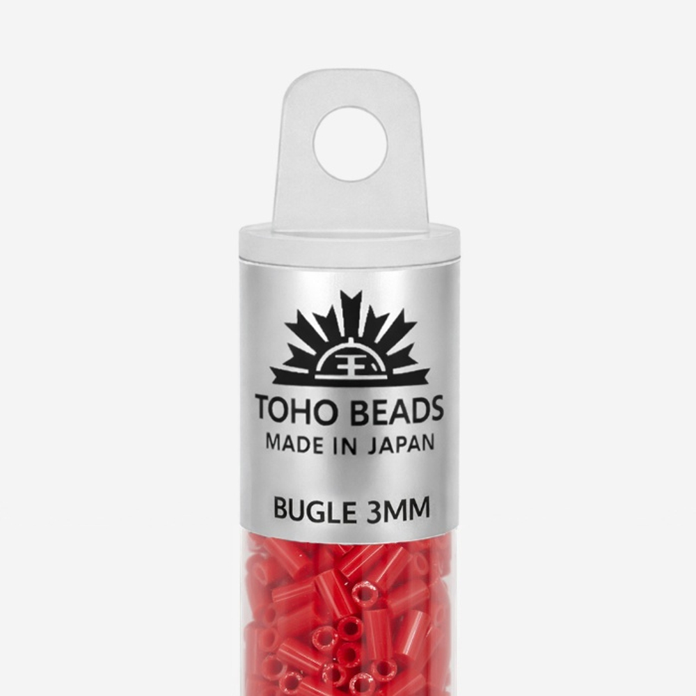 Японский бисер TOHO Bugle (стеклярус) 3mm (№45), непрозрачный глянцевый