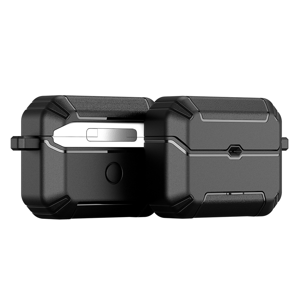 Противоударный чехол черного цвета для наушников AirPods Pro 2, серия PECS Series (с карабином и подставкой) от Dux Ducis