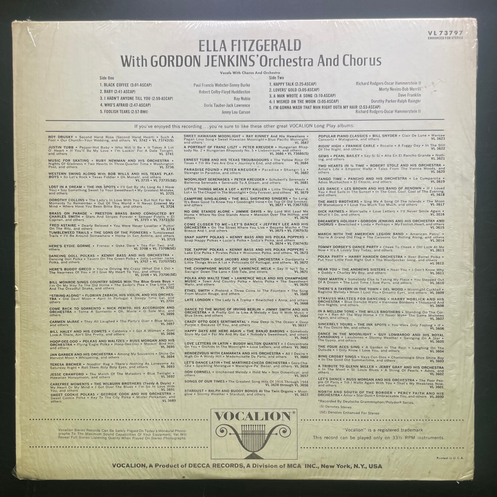 Ella Fitzgerald With Gordon Jenkins' Orchestra And Chorus ‎– Ella Fitzgerald With Gordon Jenkins' Orchestra And Chorus (США 1967г.)