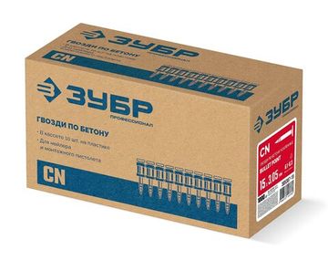 ЗУБР CN усиленные bullet point 15 х 3.05 мм, гвозди по бетону оцинкованные, 1000 шт (305387-15)