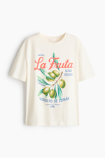 Футболка оверсайз с принтом — Кремовый/La Fruta - H&M
