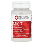 Protocol for Life Balance, MK-7, витамин K2, 300 мкг, 60 растительных капсул