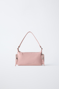ZARA СУМКА ЧЕРЕЗ ПЛЕЧО С КАРМАНАМИ, РОЗОВЫЙ