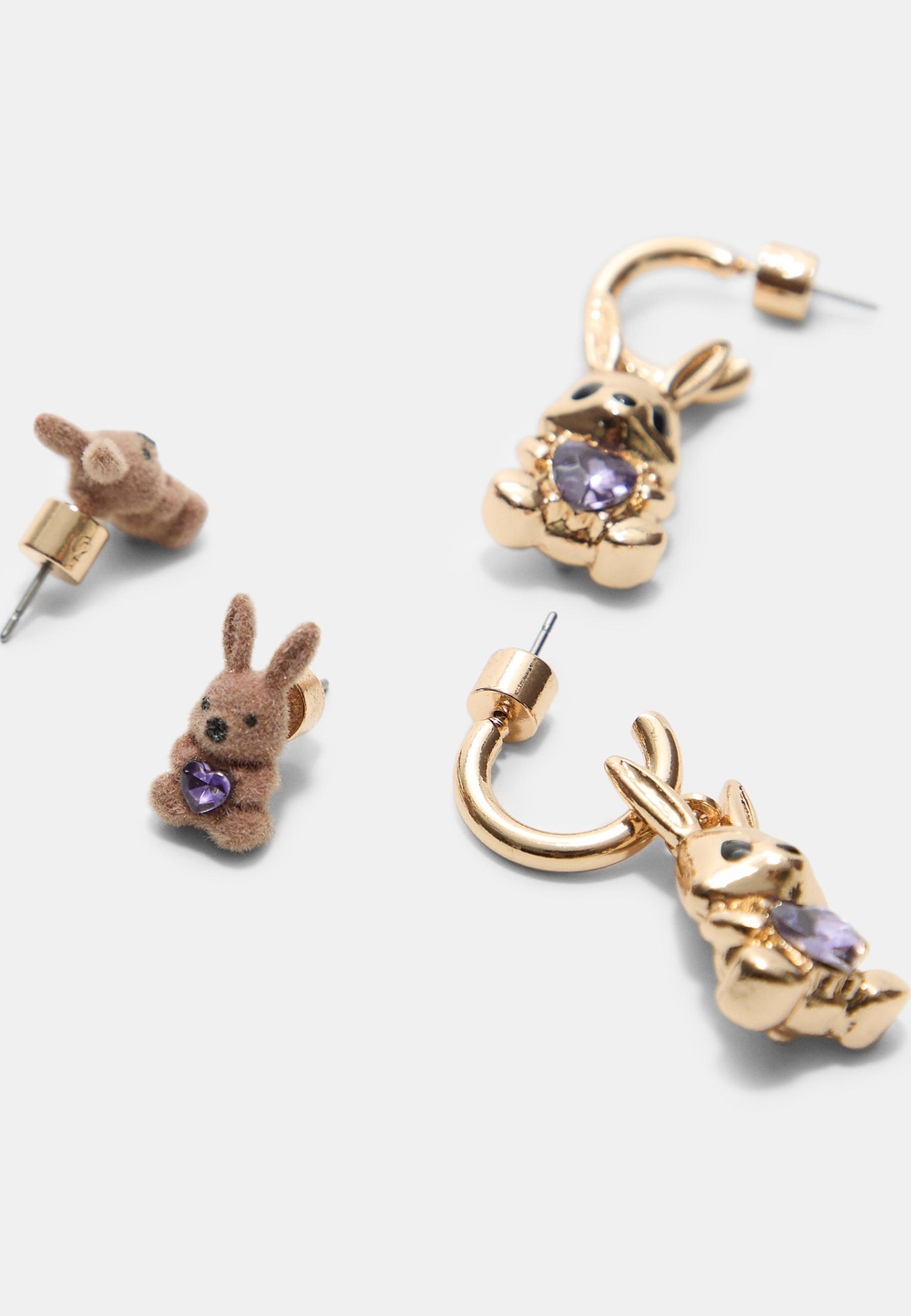 STRADIVARIUS Набор из 2 пар сережек-кроликов, золотой
