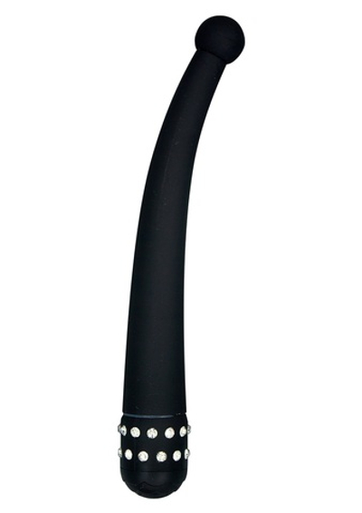 Чёрный вибратор DIAMOND INTENSE PROBE - 21,5 см.