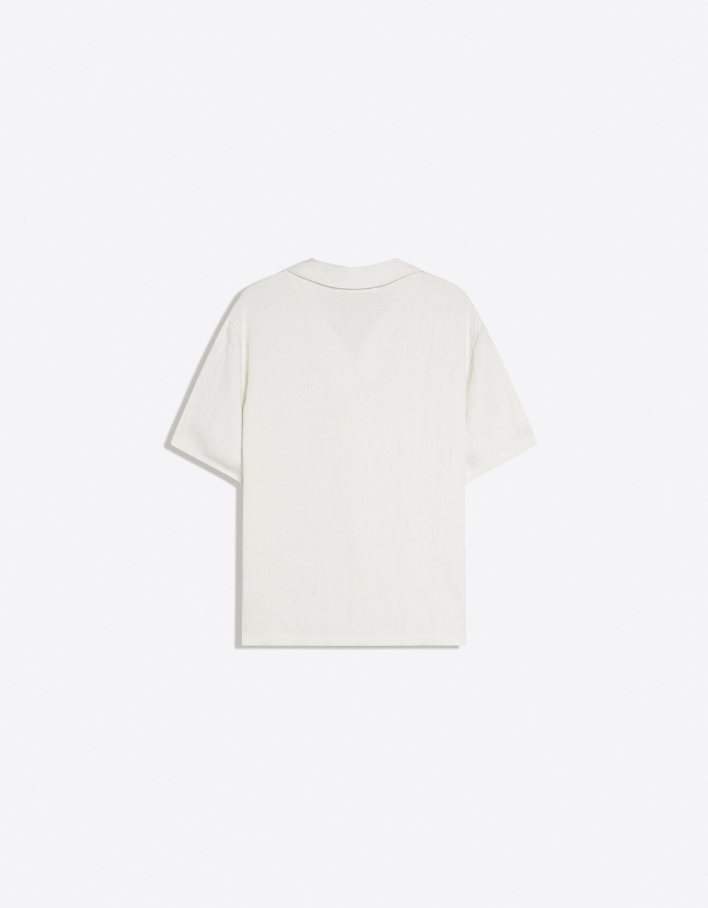 Мужская рубашка из рустикальной ткани с коротким рукавом - BERSHKA