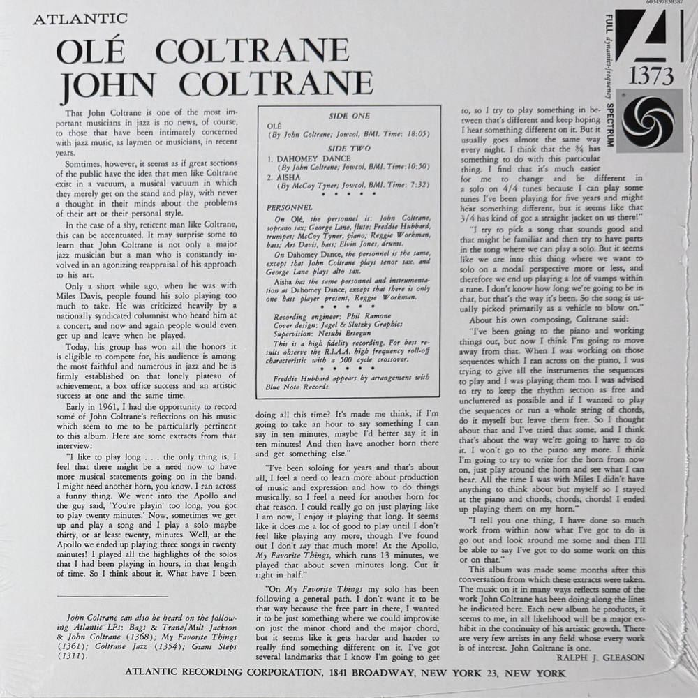 John Coltrane ‎– Olé Coltrane (Европа 2023г.) Clear
