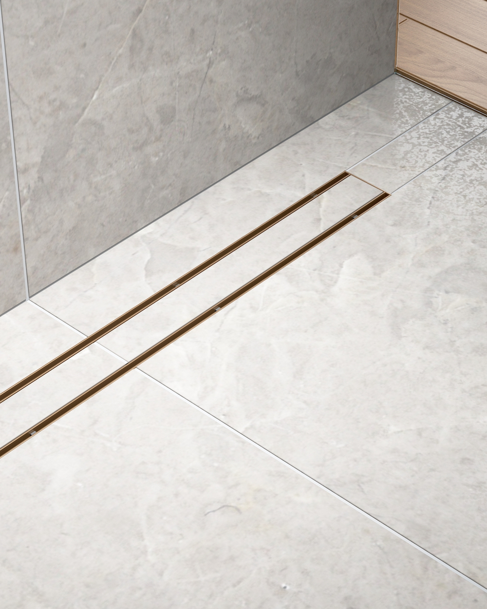Душевой лоток Drain System 800 DS230208/19 Розовое золото, с двусторонней панелью «Plate» под плитку