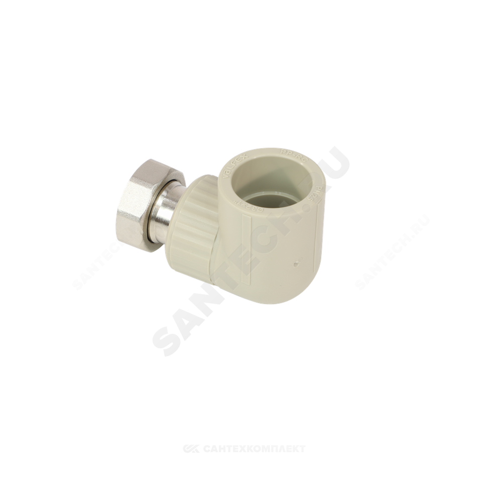 Угольник PP-R комбинированный серый Дн 32х1 1/4" с накидной гайкой VALFEX 10138132Г