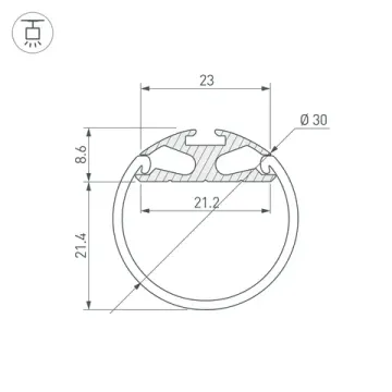 Профиль для круглых светильников 2м 023860 серебристый ROUND-D30-2000 ANOD Arlight