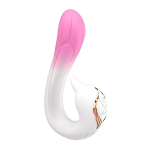 Бело-розовый вибромассажер-уточка 16,2см Silicone Toys USK-V22