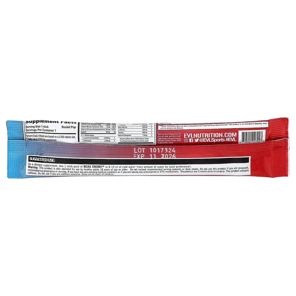 EVLution Nutrition, BCAA Energy®, Rocket Pop, 5 пакетиков по 9,4 г (0,33 унции)