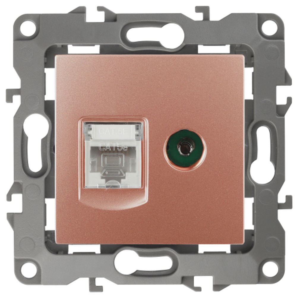 Розетка ЭРА Серия 12 12-3110-14 комбинированная RJ45+TV IP20 медь | Эра 12