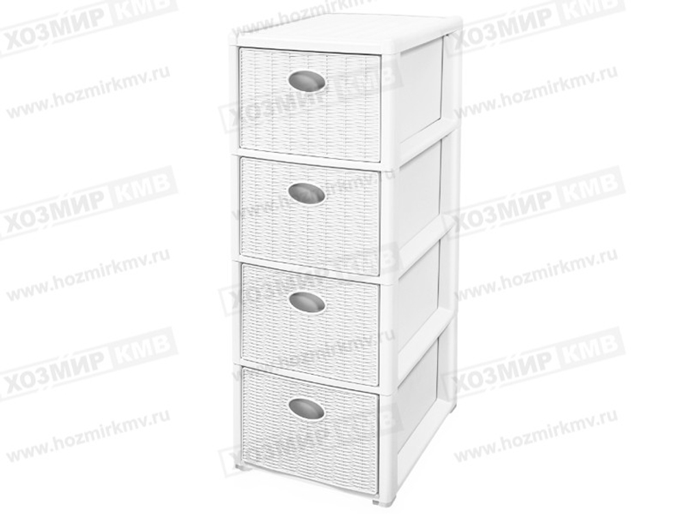 (593ЭЛЬФ пласт) КОМОД "Elegance mini"/Элеганс мини 4-х секционный прямоугольный белый