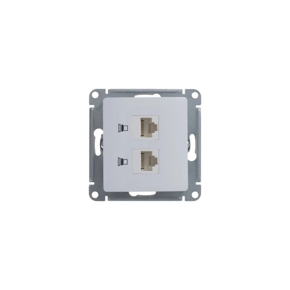 GLOSSA РОЗЕТКА двойная компьютерная RJ45+RJ45 кат. 5e, механизм, БЕЛЫЙ