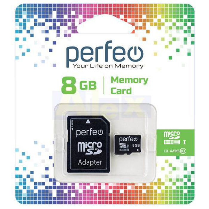 6366 Карта памяти PERFEO microSD   8Gb (class10) с адапт. 426.49