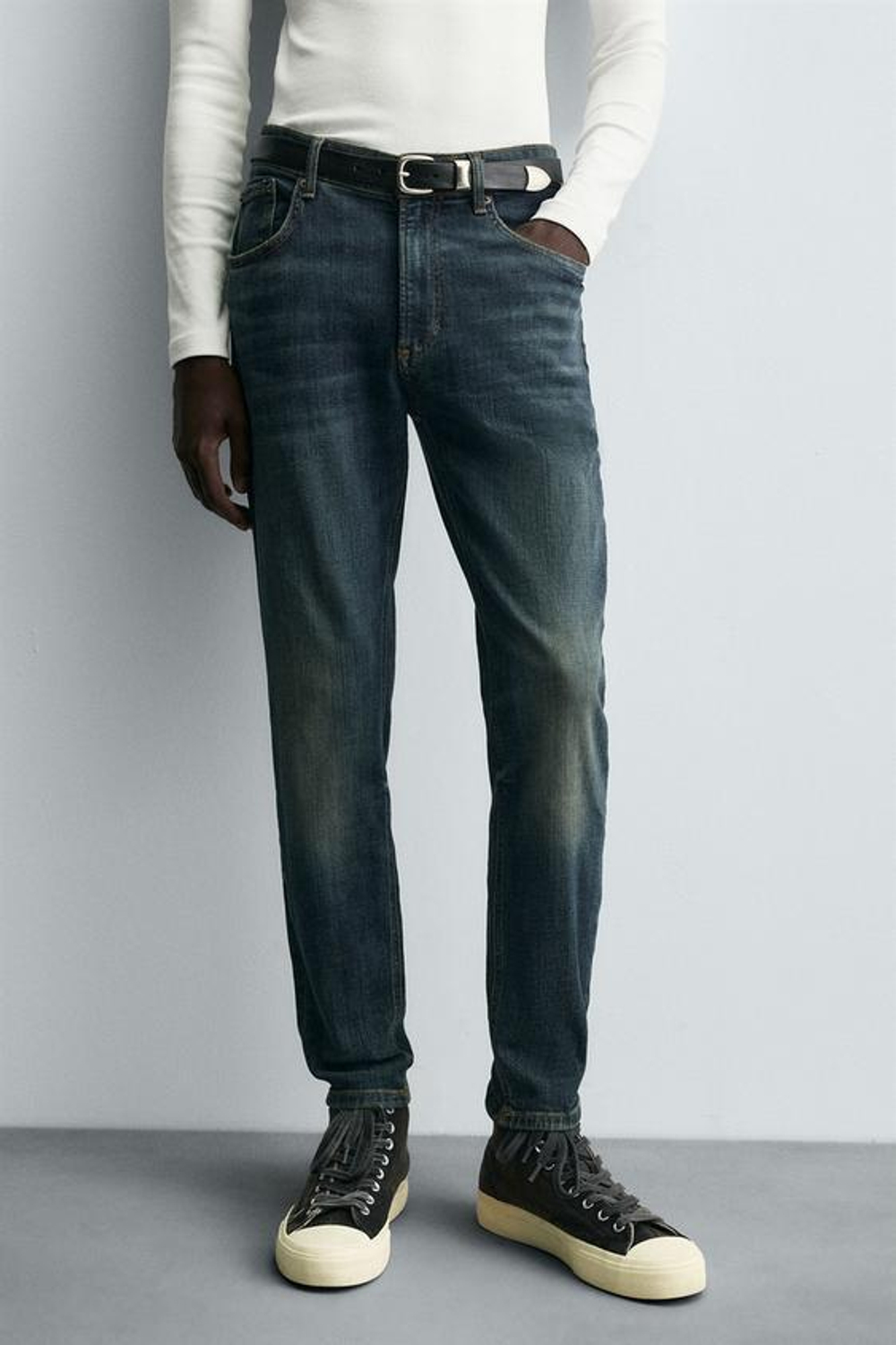 ZARA УКОРОЧЕННЫЕ ДЖИНСЫ SKINNY, СИНИЙ