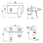 Смеситель Lemark Bronx LM3720GM с гигиеническим душем, встраиваемый