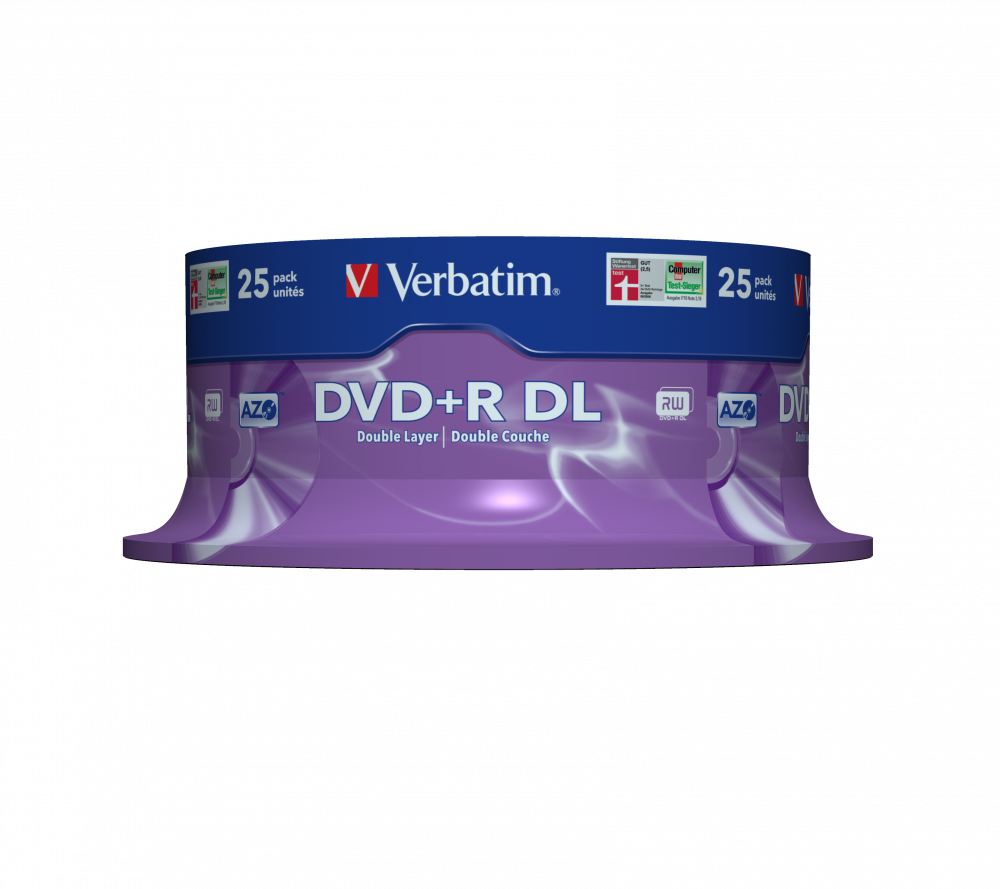 Оптический диск Verbatim DVD+R DL 8x 8,5GB AZO Silver Mate, Cake Box, 25 шт.
