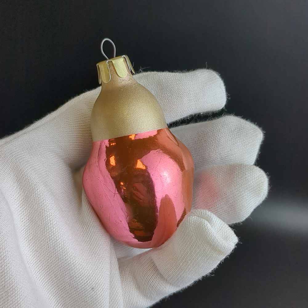 Ёлочная игрушка "Голова клоуна", стекло, подвесная, ручная роспись, винтаж СССР 1950-1980 гг