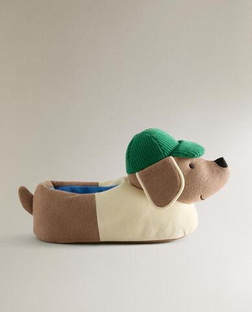ZARA HOME ДЕТСКИЕ ТАПОЧКИ-СОБАЧКА, КОРИЧНЕВЫЙ