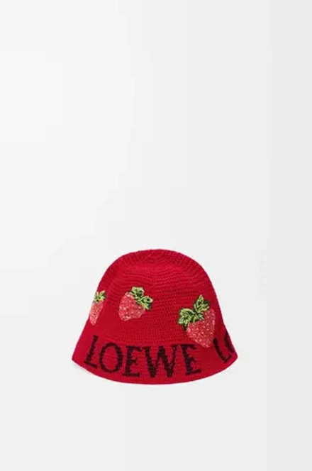 Loewe Панама из хлопка с клубничным принтом, красный