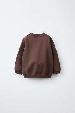 ZARA ОДНОТОННАЯ ТОЛСТОВКА ИЗ КРАШЕНОЙ ТКАНИ, КОРИЧНЕВЫЙ