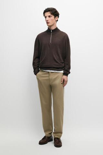 Massimo Dutti Зауженные брюки из смесового хлопка, жженый