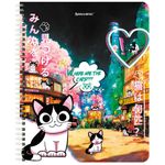 Тетрадь А5 80 л. BRAUBERG, гребень, клетка, обложка картон, "Anime Cats", 404415, 4шт