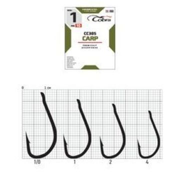 Крючки Cobra CARP CC305  №1, 10 шт.