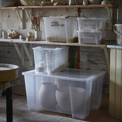 Контейнер IKEA SAMLA (САМЛА), Прозрачный, 78x56x43 см, 130 л
