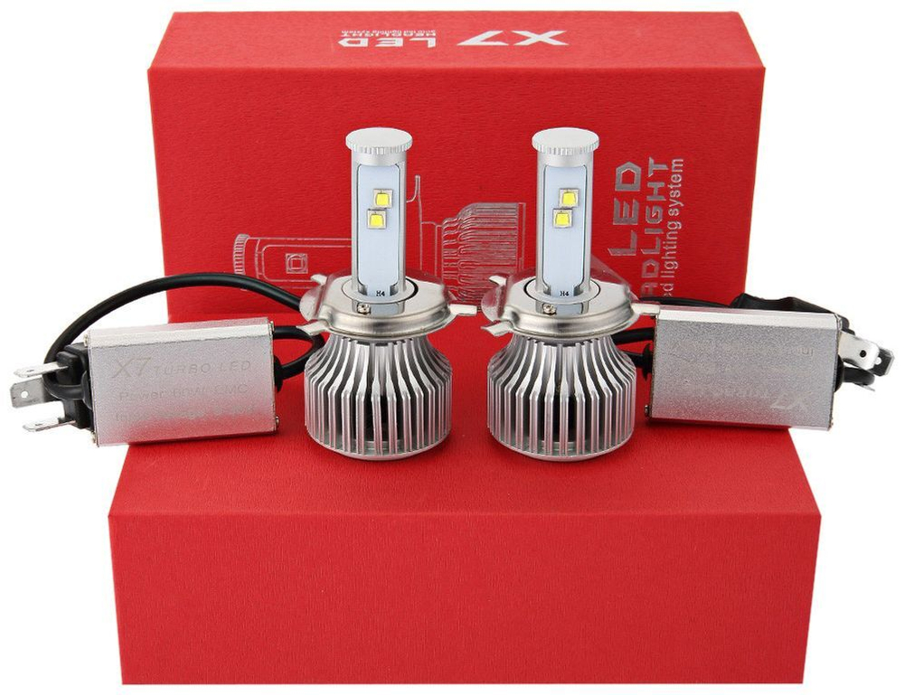 Светодиодные лампы H4 X7 Led, комплект 2шт