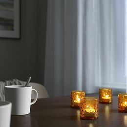 Набор подсвечников IKEA HUTLOS (ХУТЛЕС), Темно-желтый, 6 см, 4 шт