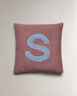 ZARA HOME ДЕТСКАЯ ПОДУШКА С ВЫШИВКОЙ В ВИДЕ БУКВЫ "S", КРАСНЫЙ