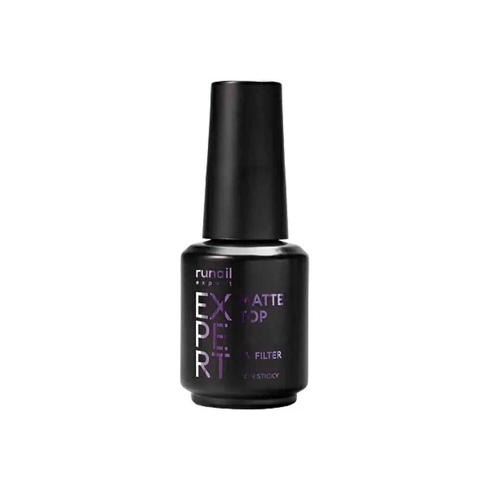 Матовый топ с УФ-фильтром Matte Non Sticky RuNail, 15 мл