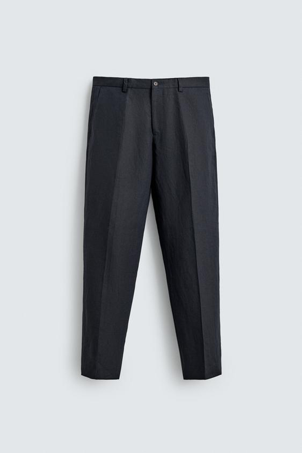 ZARA КОСТЮМНЫЕ БРЮКИ ИЗ 100% ЛЬНА, МОРСКОЙ СИНИЙ