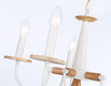 Подвесная люстра 5*E14 TR9592/5 WH/LW белый/светлое дерево Traditional Modern Ambrella