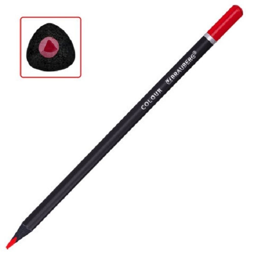 Карандаши цветные трехгранные 24цв. Brauberg Black wood, черное дерево