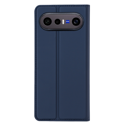 Чехол книжка из кожи синего цвета для Vivo X300 FE 5G (S50 Pro mini), серия Skin Pro Series от Dux Ducis