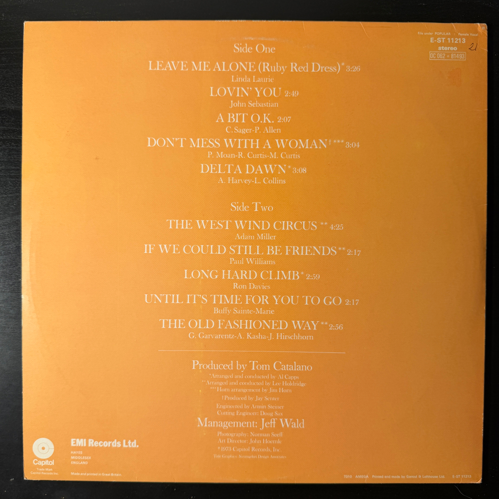 Helen Reddy ‎– Long Hard Climb (Англия 1973г.) Promo
