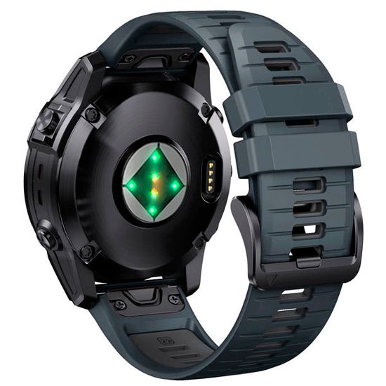 Ремешок силиконовый QuickFit 22 мм. для Garmin Fenix 7 PRO/7/6/5/5 plus, Quatix 5, MARQ, Forerunner 935 / 945, instinct, instinct 2 быстросъемный ( стиль Fenix 7 Pro ), синий гранит/серый