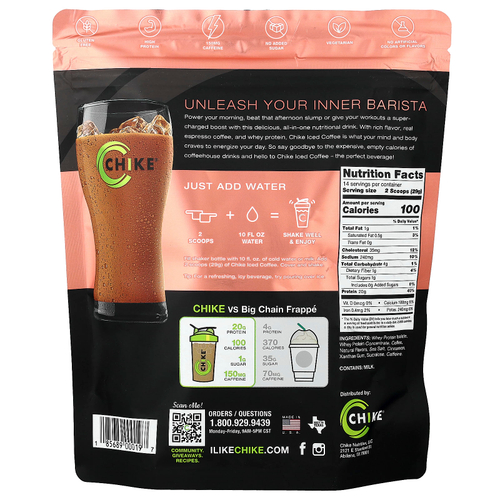 Chike Nutrition, Холодный кофе с высоким содержанием протеина, корица, 420 г (14,8 унции)