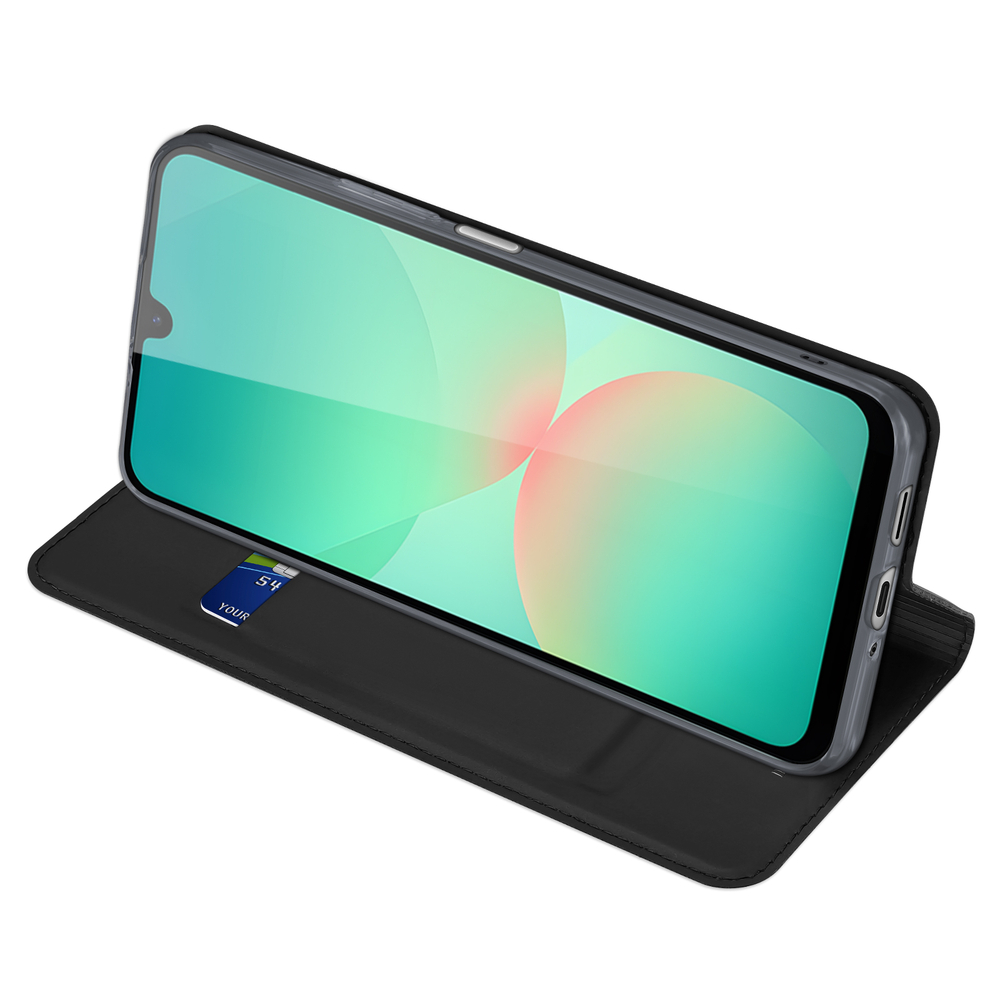Чехол книжка из кожи черного цвета для Samsung Galaxy A27, серия Skin Pro Series от Dux Ducis