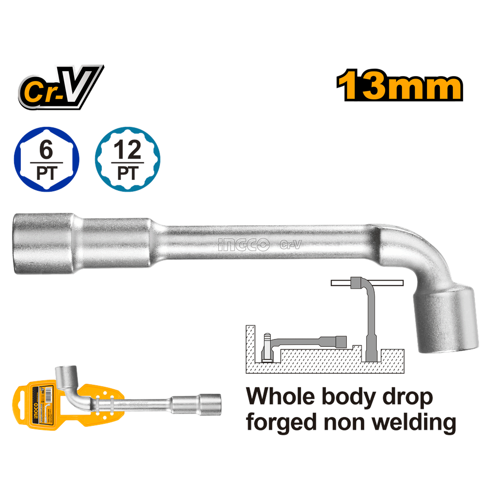 Ключ торцевой изогнутый INGCO HWL1308 INDUSTRIAL 13 мм Ключ торцевой изогнутый INGCO HWL1308 INDUSTRIAL 13 мм