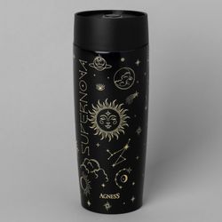 ТЕРМОКРУЖКА AGNESS "SUPERNOVA BLACK" 360МЛ, КОЛБА НЕРЖ.СТАЛЬ 18/10