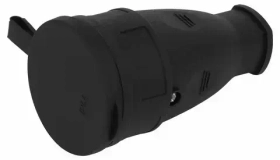 Розетка  переносн. R8-B-IP44 ЭРА Разъём каучуковый c/з прямой 16A IP44 черный Б0044541