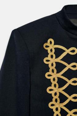 ZARA УКОРОЧЕННЫЙ БЛЕЙЗЕР С ЗАСТЕЖКАМИ-КЛЕВАНТ, МОРСКОЙ ТЕМНО-СИНИЙ