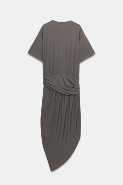 ZARA ПЛАТЬЕ С ДРАПИРОВКОЙ, СЕРЫЙ/СИНИЙ