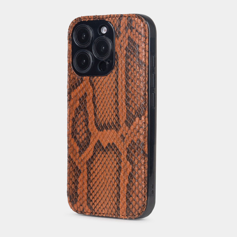 Чехол-накладка для iPhone 16 Pro Max из кожи питона, цвета коньяк